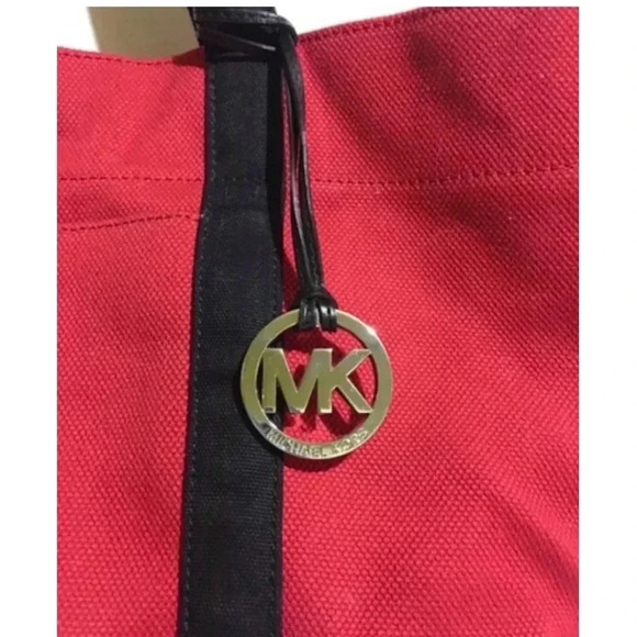 Michael Kors red & black canvas tote handbag - Picture 5 of 8